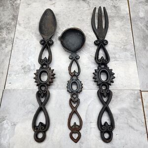 Decorative Iron Art Large Spoon Fork Cast Iron Wall Hanging